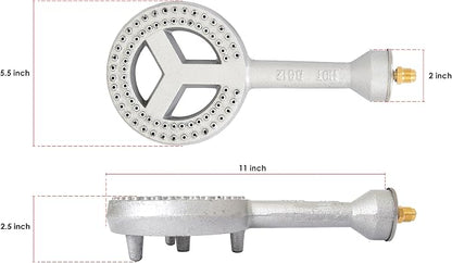 COOKAMP SH12 Cast Iron Propane Burner Head with Brass Fitting Orifice (SH12 - DIY Burner)