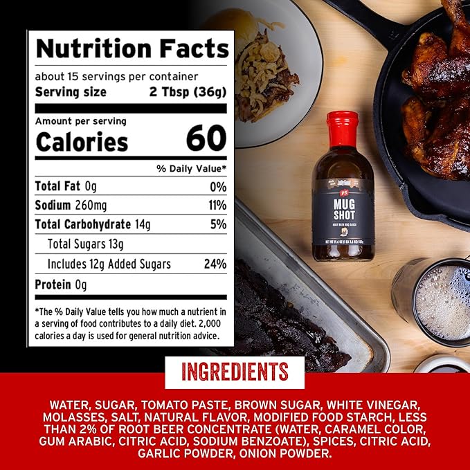 PS Seasoning Mug Shot Root Beer BBQ Sauce – Smoky & Caramelized Flavor – Marinade, Glaze, Dip & Finishing Sauce for Ribs, Pulled Pork, Burnt Ends, Chicken Wings & More