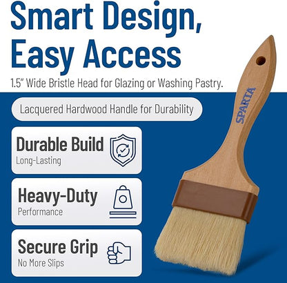 SPARTA Kitchen Basting Brush – 4037600 Basting Brush for Cooking Flat Boar Bristle Brush, Hardwood Handle for Kitchens, Restaurants, Catering, High Heat Food Prep, 4in