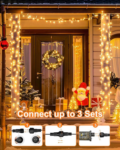 125FT 380 LED Warm Christmas Lights, Plug in Christmas String Lights Connectable, Timer & Memory, Waterproof Twinkle Tree Light for Indoor Outdoor Classroom Patio Yard Holiday Decoration