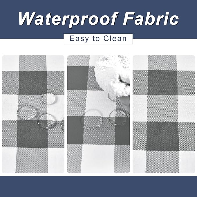 Hiasan Buffalo Plaid Table Runner, Classic Farmhouse Tabletop Collection, Waterproof Table Runner for Kitchen Dining, Banquet, Restaurant, Outdoor Use, 14W x 60L, Grey and White, 1 Piece
