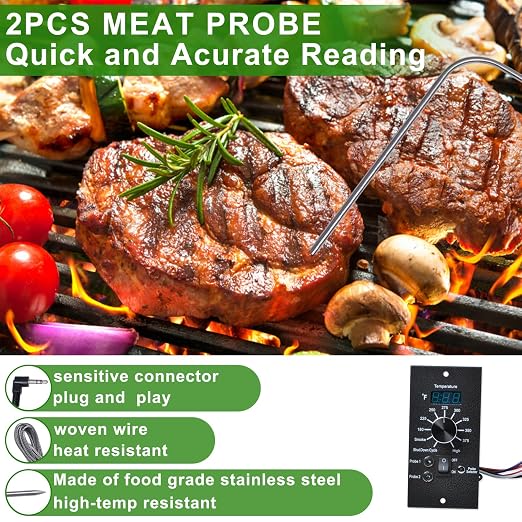Digital Thermostat Kit Compatible with Traeger Pro Series Pellet Grills | Pro 34 20 22 Series Replacement Parts, Thermometer Control Panel, Dual Meat Probe BAC365, Temperature Controller Upgrade