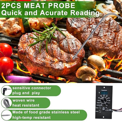 Digital Thermostat Kit Compatible with Traeger Pro Series Pellet Grills | Pro 34 20 22 Series Replacement Parts, Thermometer Control Panel, Dual Meat Probe BAC365, Temperature Controller Upgrade