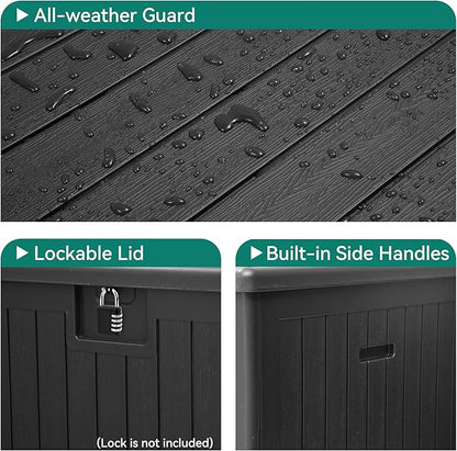 YITAHOME 180 Gallon Large Deck Box with Side Handles, Outdoor Double-Wall Storage for Patio Furniture Cushions, Garden Pool Accessories, Waterproof & Lockable