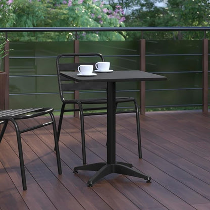 Flash Furniture Mellie 23.5'' Square Aluminum Indoor-Outdoor Table with Base, Black