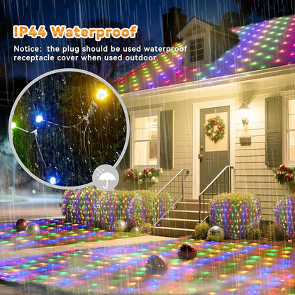 LitHome 21FT x 5FT Christmas Net Lights Outdoor Mesh Lights Connectable | 8 Modes 360 LED Multicolor Net Light Green Wire, Waterproof Giant Christmas Mesh Light for Bushes Garden Yard Party Decor