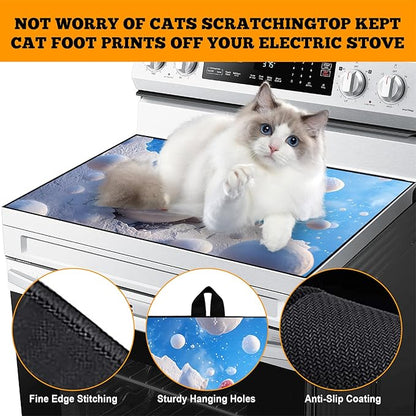 Christmas Multi-Design Stove Cover for Glass/Electric Stoves - 3-in-1 Heat-Resistant Protector Mat, Non-Slip Drying Rack 28"x20"