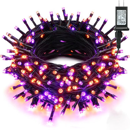 Brizled Halloween Lights Outdoor, 95.14ft 240 LED Purple & Orange Lights | Connectable; Timer; 8 modes; Waterproof; Plugin twinkle mini Halloween fairy string lights for indoor outside spooky decor