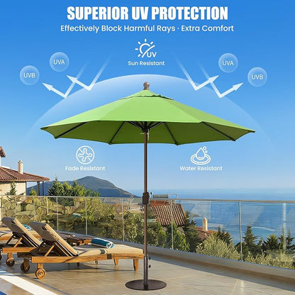 EliteShade USA 10-Year-Non-Fading 10Ft Market Patio Umbrella, UPF 50+ UV Protection Performance Sun Umbrella, Heavy Duty Commercial Grade Outdoor Table Umbrella with Crank, Windproof Vented Top for Garden, Pool, Deck and Outdoor Playsets, No Tilt, Maca...