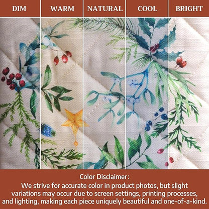 Maison d' Hermine Oven Gloves 100% Cotton Oven Mitt 7" x 13" with Loop Heat Resistant BBQ Cooking Gloves for Thanksgiving Christmas Decorations Baking Handling Hot Pans (Pack of 1, Holly Time)