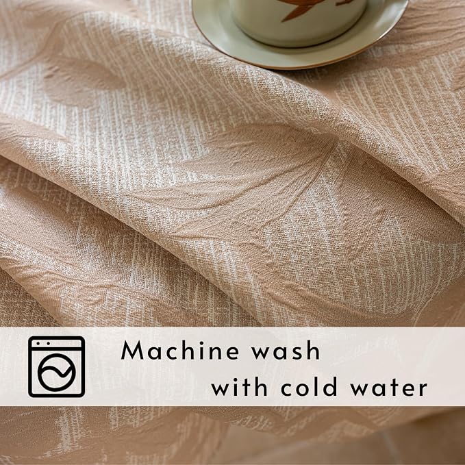 AIRCOWRIE Cotton Linen Tablecloth for Rectangle Tables, Heavy Duty Wrinkle Free Water Resistant Washable Cloth Dining Table Cover for Kitchen and Outdoor Use(Begonia Flower, 54”×78”, Rectangle)