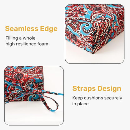 UNIKOME Outdoor Chair Cushions, Set of 4, 24"*24"*4", Brown Paisley