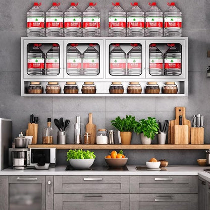 ZZV Kitchen Wall Cabinet, Stainless Steel Wall Mounted Cabinet with Adjustable Shelves, Industrial Wall Storage Cabinet for Garage, Warehouse, No Assembly Required, 11.82D x 70.87W x 27.56H in