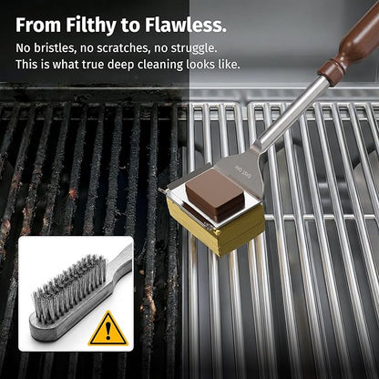 East Oak Grill Brush Bristle Free,BBQ Replaceable Cleaning Head, Unique Seamless-Fit Scraper Tool
