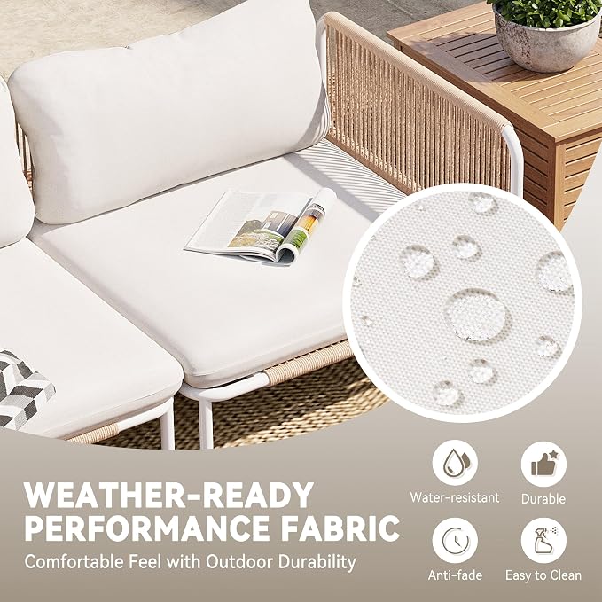Crestlive Products Oversized Outdoor Couch, 2-Seater Modular Sectional Sofa with Cushions, Modern Patio Conversation Set for Backyard, Deck, Porch or Poolside