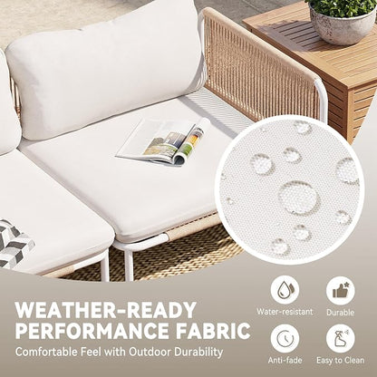Crestlive Products Oversized Outdoor Couch, 2-Seater Modular Sectional Sofa with Cushions, Modern Patio Conversation Set for Backyard, Deck, Porch or Poolside