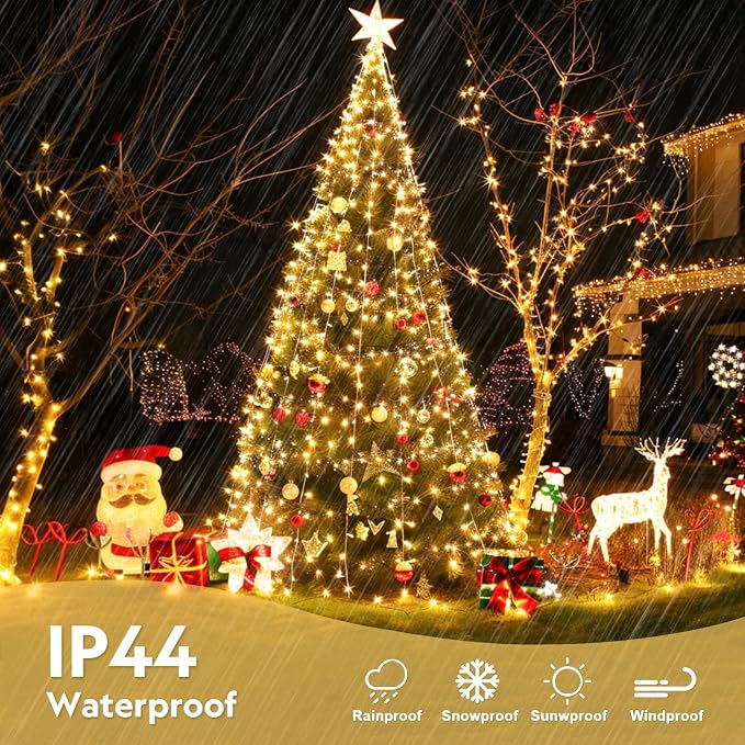 JMEXSUSS 400 LED Christmas Lights Outdoor, Classroom Lights Plug in | 132 ft Warm White String Lights with Remote, 8 Modes Christmas Tree Lights for Bedroom Outside Patio Party Xmas Holiday Decor
