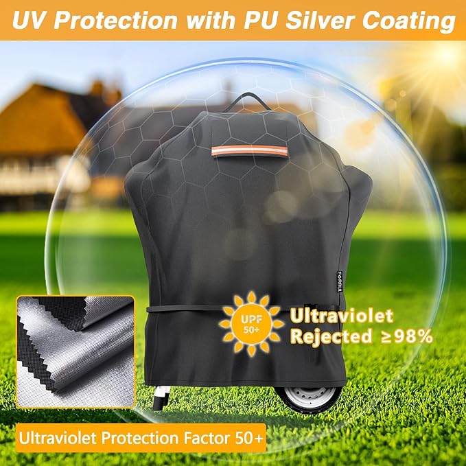EVRBUL Grill Cover Compatible with Char-Broil Patio Bistro PRO, Waterproof Heavy Duty 420D Grill Cover, Small BBQ Cover with Air Vent Windproof Straps 33" L x 25" W x 38" H