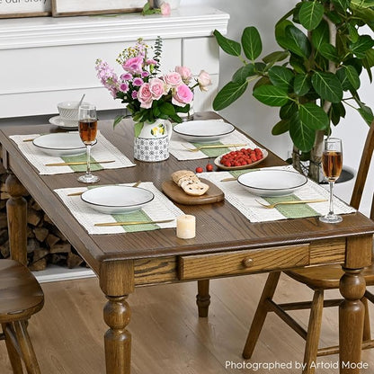 Artoid Mode Light Green Farmhouse Rustic Placemats Set of 6,12x18 Inch Seasonal Holiday Hollow Table Mats Party Kitchen Dining Decoration