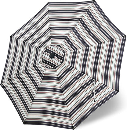 MASTERCANOPY Patio Umbrella 10 ft Replacement Canopy for 8 Ribs-Black and Red stripe Canopy Only
