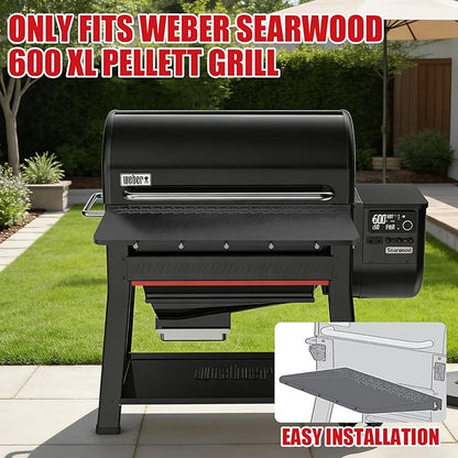 DELSbbq Folding Front Shelf for Weber Searwood 600 XL Pellet Grills, Heavy-Duty Steel Table, Foldable Prep & Storage Station for Weber Searwood 600 XL Accessories