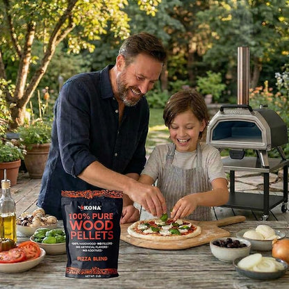 Kona Pizza Blend Wood Smoker Pellets, 100% Natural Hardwood - Rich Smoky Flavor - Ideal for Pizza Ovens, Smokers, and Smoker Tubes - 2 Pounds