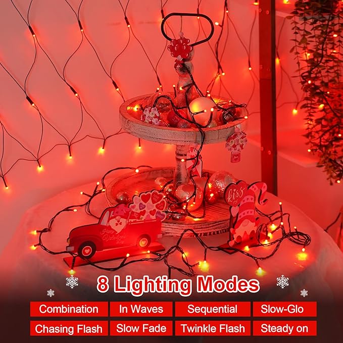 YEGUO 66ft 200 LED String Lights Outdoor Waterproof, Red Christmas Lights Indoor, Twinkle Christmas Tree Lights Plug in with Timer Memory 8 Modes