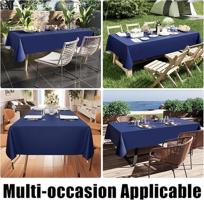 Smiry Rectangle Table Cloth 54x78 Inch, Waterproof Wipeable Vinyl Tablecloths Protector, Oil Spill Proof Plastic Table Cover for Dining, Picnic, Camping, Outdoor, Navy
