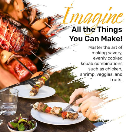ROTO-Q 360 Skewer Set: Create Perfect Kebabs with This Rotisserie Attachment - For Meats, Vegetables, and More (Compatible with ROTOQ360 Rotisserie) | Skewer set fits the ROTO-Q 360 rotisserie for kebabs with meat and vegetables; verify compatibility b...