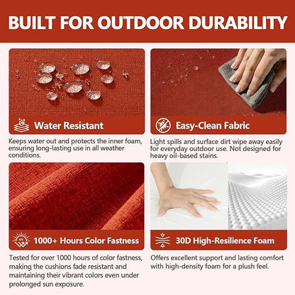 Goodgoods 18.5 x 18.5 Outdoor Chair Cushions Set of 4, Fade-Resistant & Water-Resistant Patio Seat Cushion Pads with Ties, 30D High-Resilience Foam for Dining Room Kitchen Chairs, Quarry Red