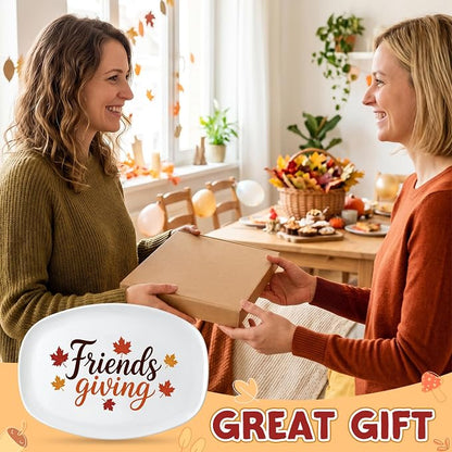 R HORSE Fall Thanksgiving Melamine Platter Gift for Friends | Friends Giving Reusable Serving Tray, Thanksgiving Serving Dish Plate for Turkey, Snack, Dessert, Fall Dinner Party Supplies