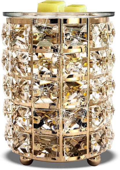 Wrought Iron Crystal Wax Melt Warmer Electric Oil Burner Wax Melt for Home, Kitchen, Living Room, Bedroom, SPA(Golden)?-