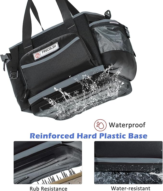 Large BBQ Organizer with Molded Hard Base, Compatible with Blackstone Outdoor Utensil Bag for Camping, Picnic & Tailgating, Portable Cooking Accessories Tote, Gift for Men