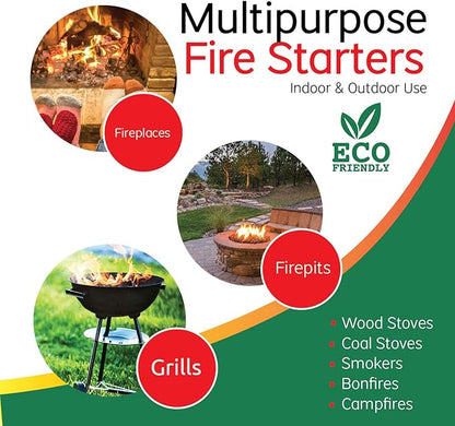 Bangerz Sunz Natural Fire Starters - 70 Pieces. All Weather Charcoal & BBQ Fire Starters for Fireplace, Campfires & Grill