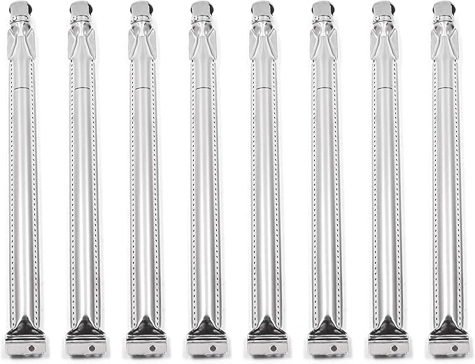 Replace parts 8 Pack Stainless Steel Heat Plates and Stainless Steel Grill Burners Replacement for Bakers and Chefs GR2039201-BC-00, GD430, ST1017-012939, Grill Chef, Members Mark Gas Grill Models