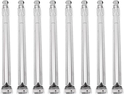 Replace parts 8 Pack Stainless Steel Heat Plates and Stainless Steel Grill Burners Replacement for Bakers and Chefs GR2039201-BC-00, GD430, ST1017-012939, Grill Chef, Members Mark Gas Grill Models