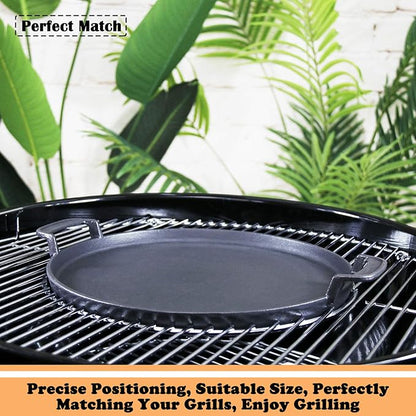 Hisencn 7421 Gourmet BBQ System Griddle for Weber 22 1/2 inch Charcoal Grill, Cast Iron 12" Griddle Pan for Weber Original Kettle Premium 22.5'' Smokers, Performer Premium Grill