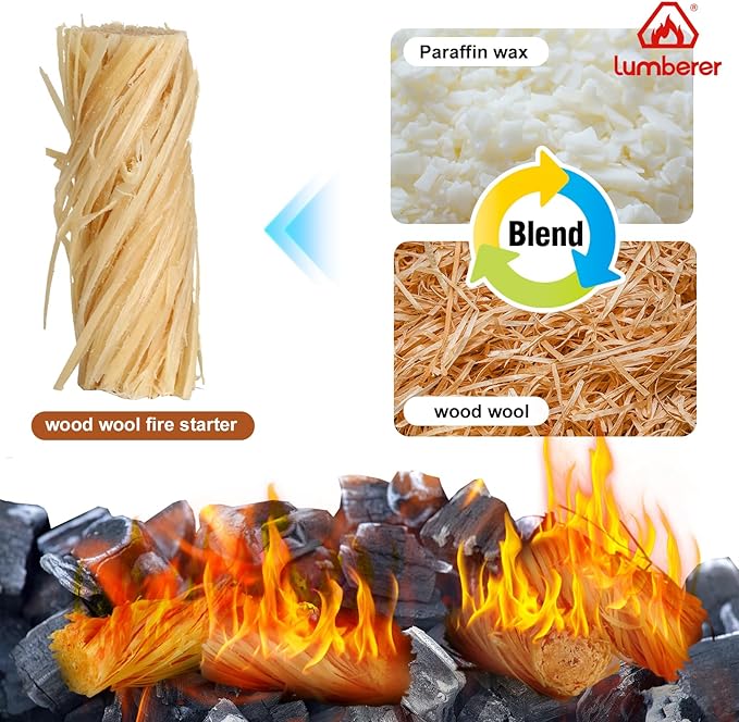 Lumberer 60 pcs Tumbleweed Fire Starter, Waterproof, All-Weather,for Fireplace Indoor, Campfires, Grill, Wood Stove, Fire Pit, Smoker, Chimney, Pizza Oven and Coal Stove.