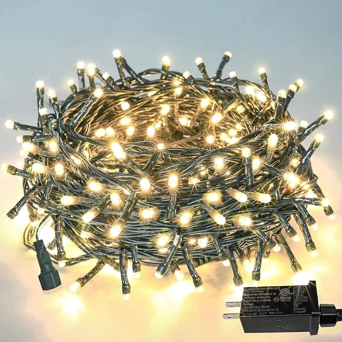 Extendable Christmas String Lights Indoor Outdoor 42.8FT 100 LED Warm White | Green Wire Ultra-bright,8 Modes, Timer and Memory Function, UL Certified Fairy Twinkle Lights Waterproof for Xmas Tree Decor