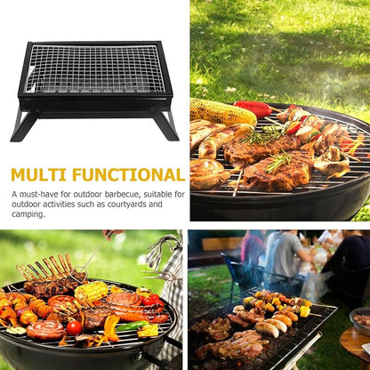 Kisangel Portable Charcoal Grill Folding Mini Bbq Grill for Outdoor Camping and Travel with Pull-out Charcoal Box for 1-3 People