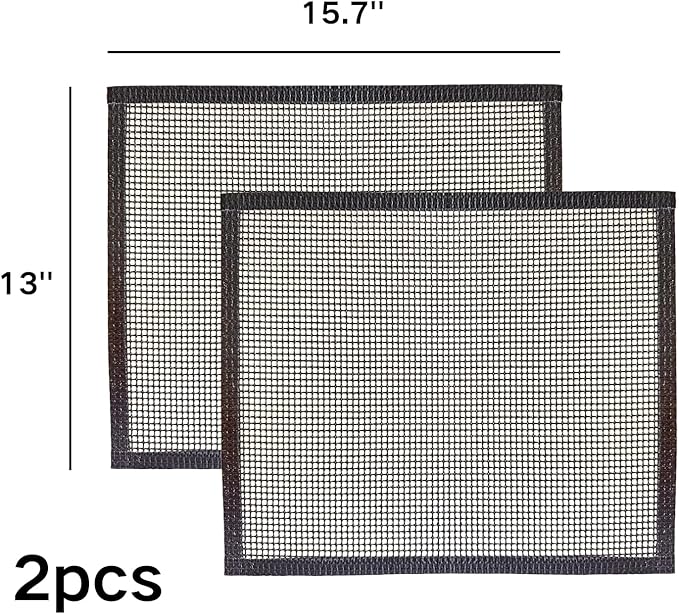 2 Pack Grill Mesh, Non Stick BBQ & Baking Mats, Heavy Duty, Reusable and Easy to Clean, Works on Gas, Charcoal and Electric BBQ (15.7 x 13 Inch x 2 pcs)
