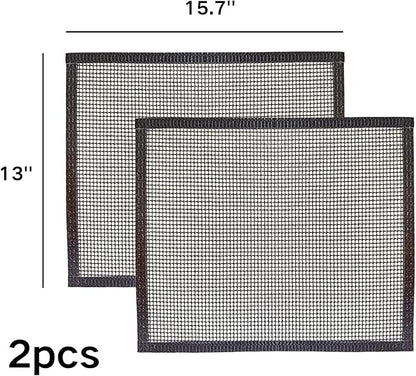 2 Pack Grill Mesh, Non Stick BBQ & Baking Mats, Heavy Duty, Reusable and Easy to Clean, Works on Gas, Charcoal and Electric BBQ (15.7 x 13 Inch x 2 pcs)