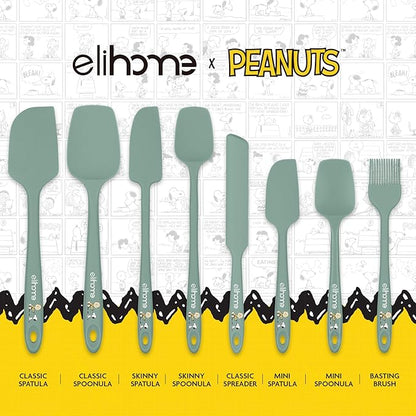 Elihome × Peanuts Silicone Basting Brush (8.75”) – Heat Resistant to 600°F, Food-Grade Platinum Silicone, Seamless 1-Piece Design, Non-Stick Safe, Dishwasher Safe, Sage Green