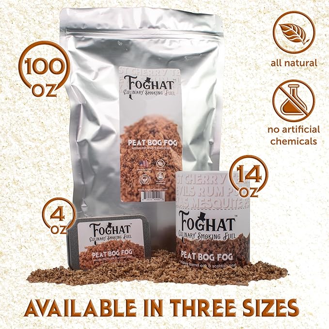 Cocktail Smoker Wood Chips - 14oz Peat Bog Fog Shavings for Smoker, Whiskey & Drink Infuser Kit - All Natural, Culinary Wood Smoking Chips for Hand held Cocktail Smoke Gun & Drink Smokers