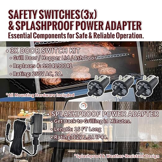 WiFi Controller Combo Set Replacement for Masterbuilt Gravity Series 560/800/1050 Digital Charcoal Grill - Full Kit with WiFi Control Panel, RTD Probe, 4 Meat Probes, 3 Door Switches & Power Adapter