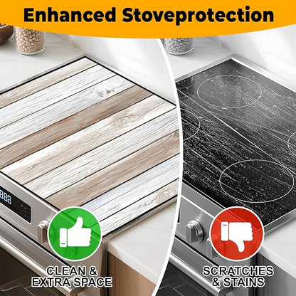 Stove Top Cover Retro Flower Gas Stove Top Cover for Home Decoration Kitchen Pad Non-Stick Washable Cooktop Covers Countertop Protector Keep Stove Clean 28"x20" (Texture-3)