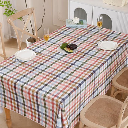 Heavy Duty Vinyl Tablecloth with Flannel Backing Waterproof Oil-Proof Plastic Table Cloth Stain-Resistant Wipeable Rectangle or Square Table Cover for Indoor and Outdoor (Color Checkered,60x84 Inch)
