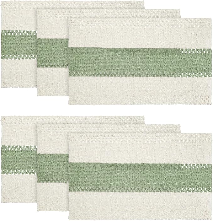 Artoid Mode Light Green Farmhouse Rustic Placemats Set of 6,12x18 Inch Seasonal Holiday Hollow Table Mats Party Kitchen Dining Decoration