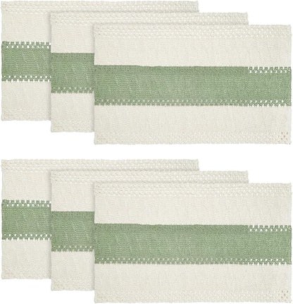 Artoid Mode Light Green Farmhouse Rustic Placemats Set of 6,12x18 Inch Seasonal Holiday Hollow Table Mats Party Kitchen Dining Decoration