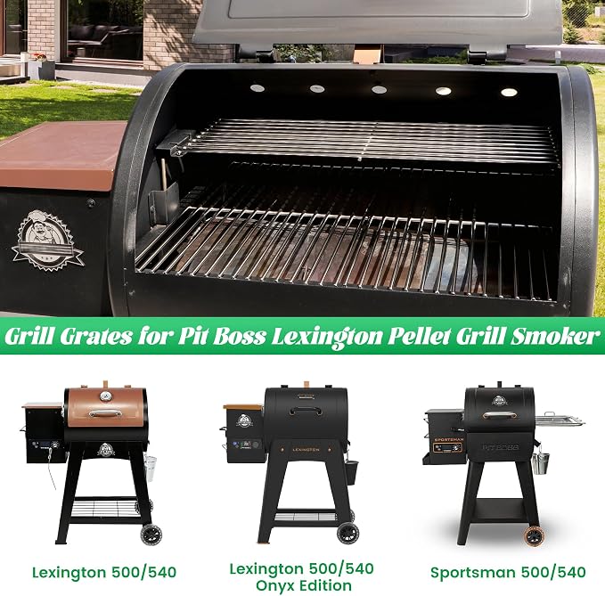 Grill Grates for Pit Boss Lexington 500 540 Series Stainless Steel Cooking Grid Grate Grilling Rack Wood Pellet Smoker Pitboss PB540 PB500LX-005 Replacement Parts 31172 BBQ Accessory